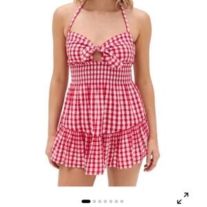 LoveShackFancy Red and White Gingham Backless Sundress. Never worn.